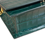 Alexander McQueen Green Croc Embossed Skull Bag