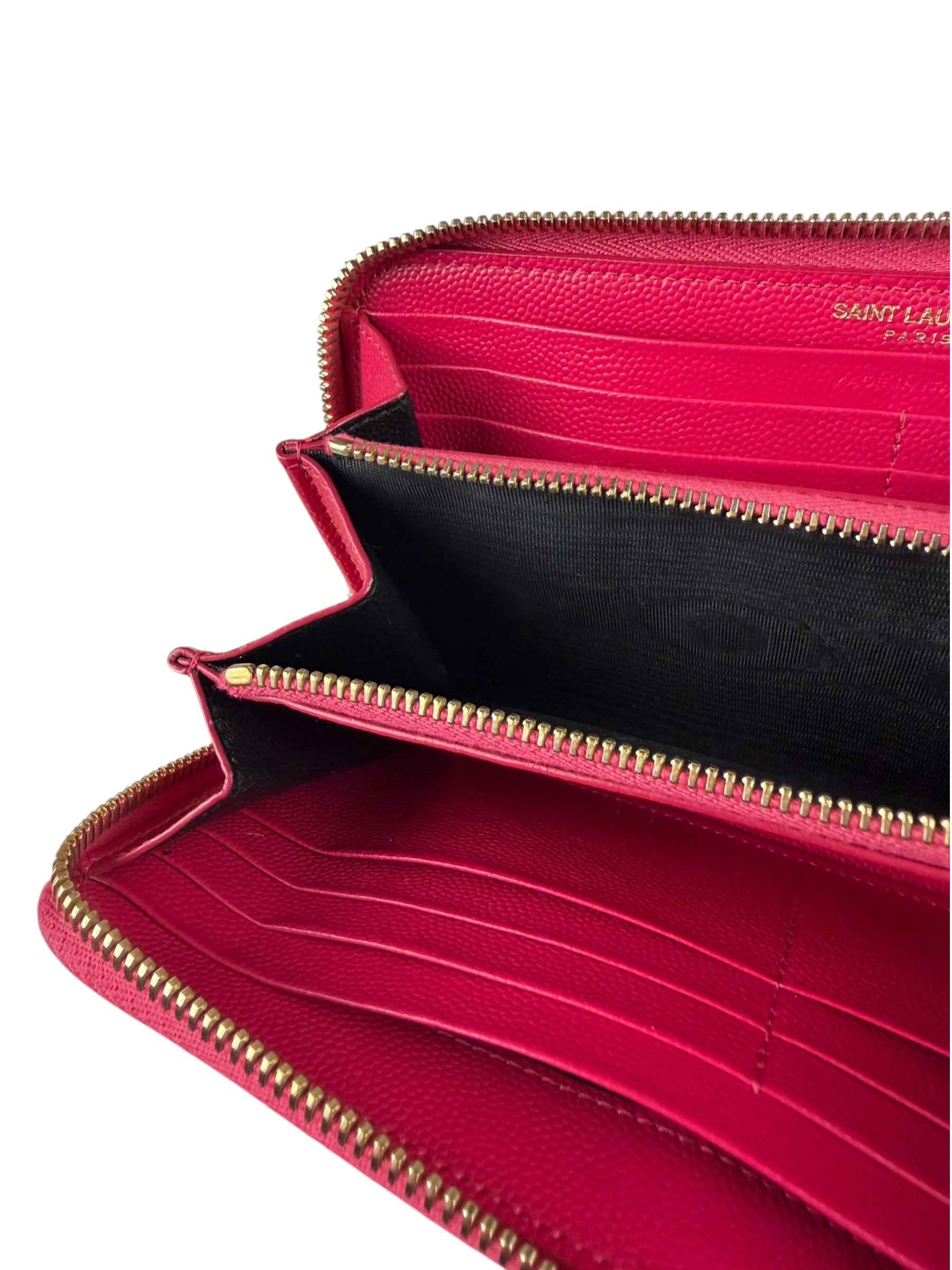 Yves Saint Laurent Pink Leather Zip Around Long Wallet