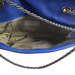Chanel Blue Leather Diamond Stitch Iridescent Chain Flap Bag 2012