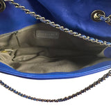 Chanel Blue Leather Diamond Stitch Iridescent Chain Flap Bag 2012
