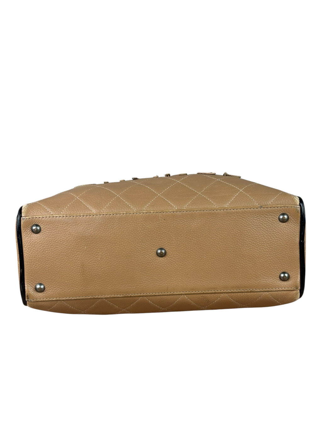 Chanel Beige/Black Quilted Leather Small Boston Bag 2000