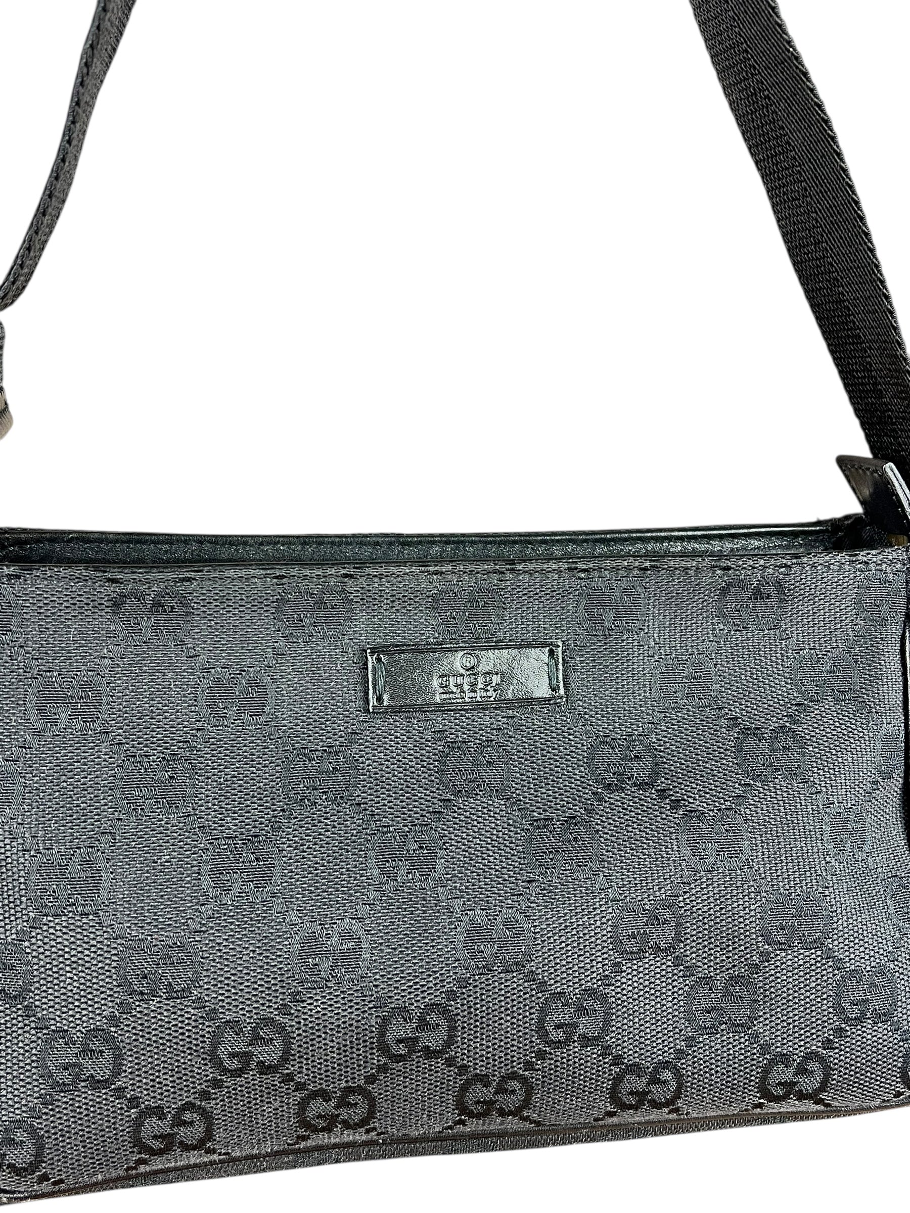 Gucci Vintage GG Black Canvas Pochette