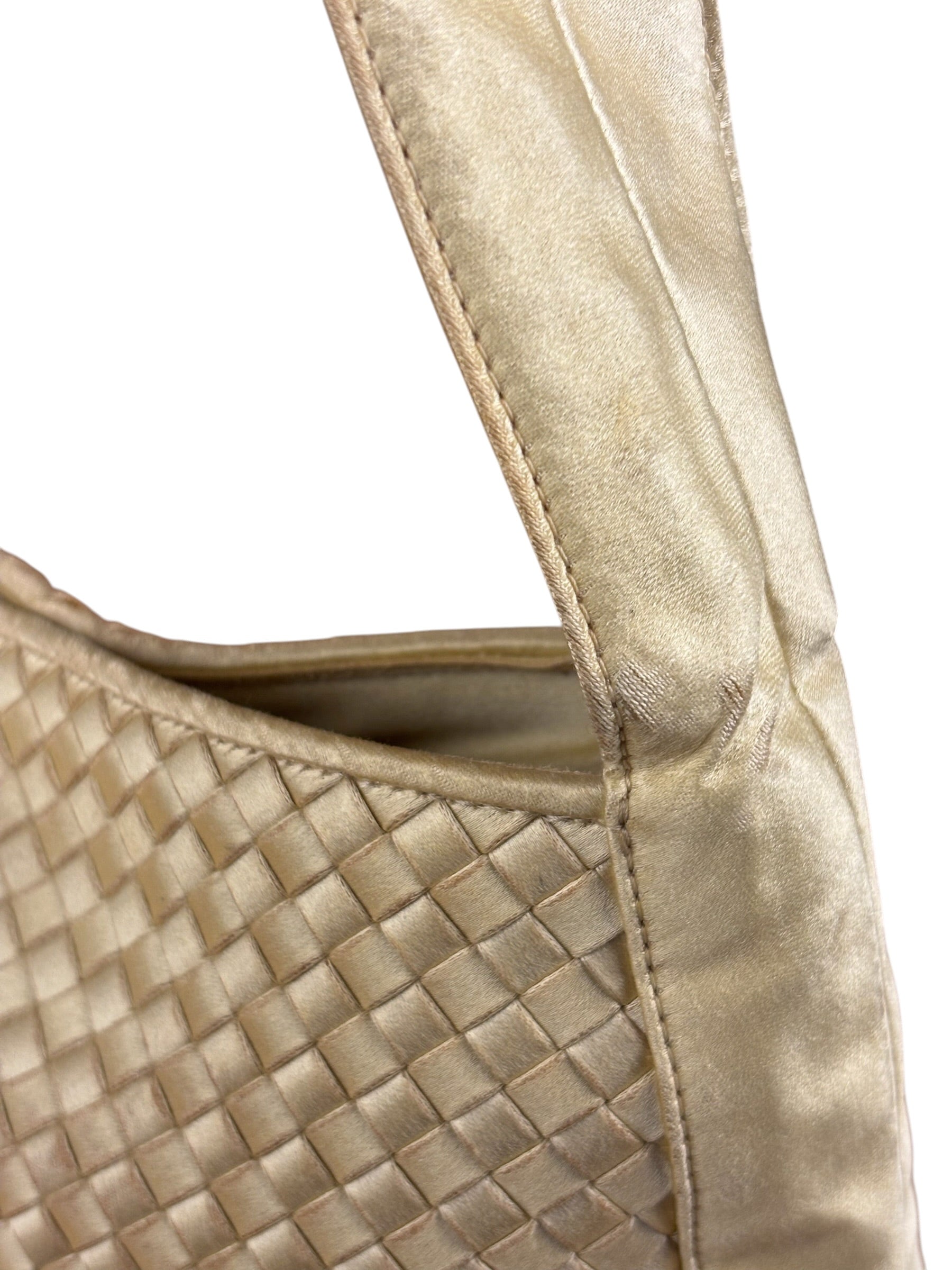 Bottega Veneta Butter Yellow Satin Intrecciato Shoulder Bag