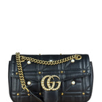 Gucci Black Pearly GG Marmont Flap Bag