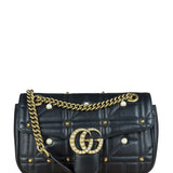 Gucci Black Pearly GG Marmont Flap Bag