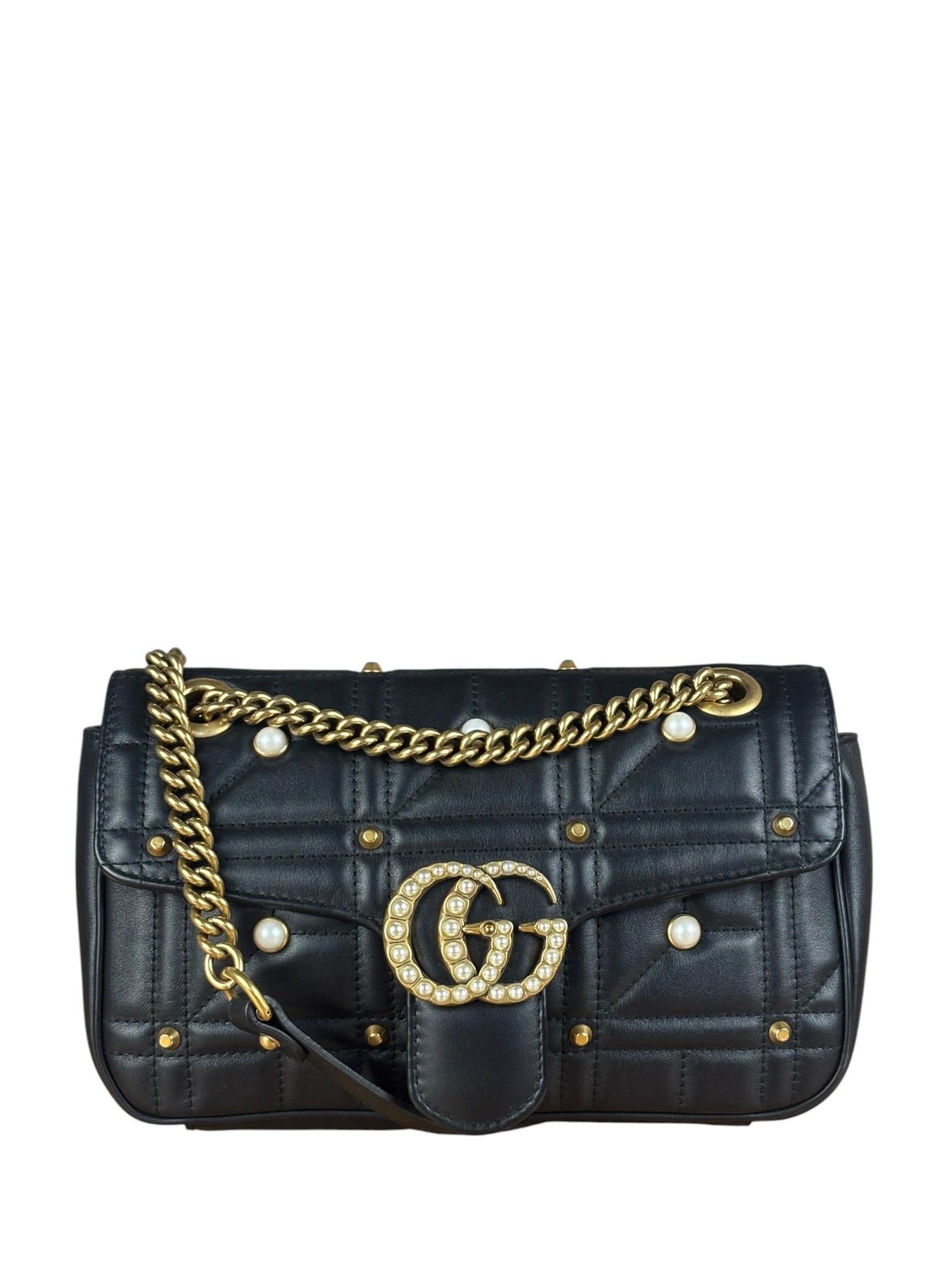 Gucci Black Pearly GG Marmont Flap Bag