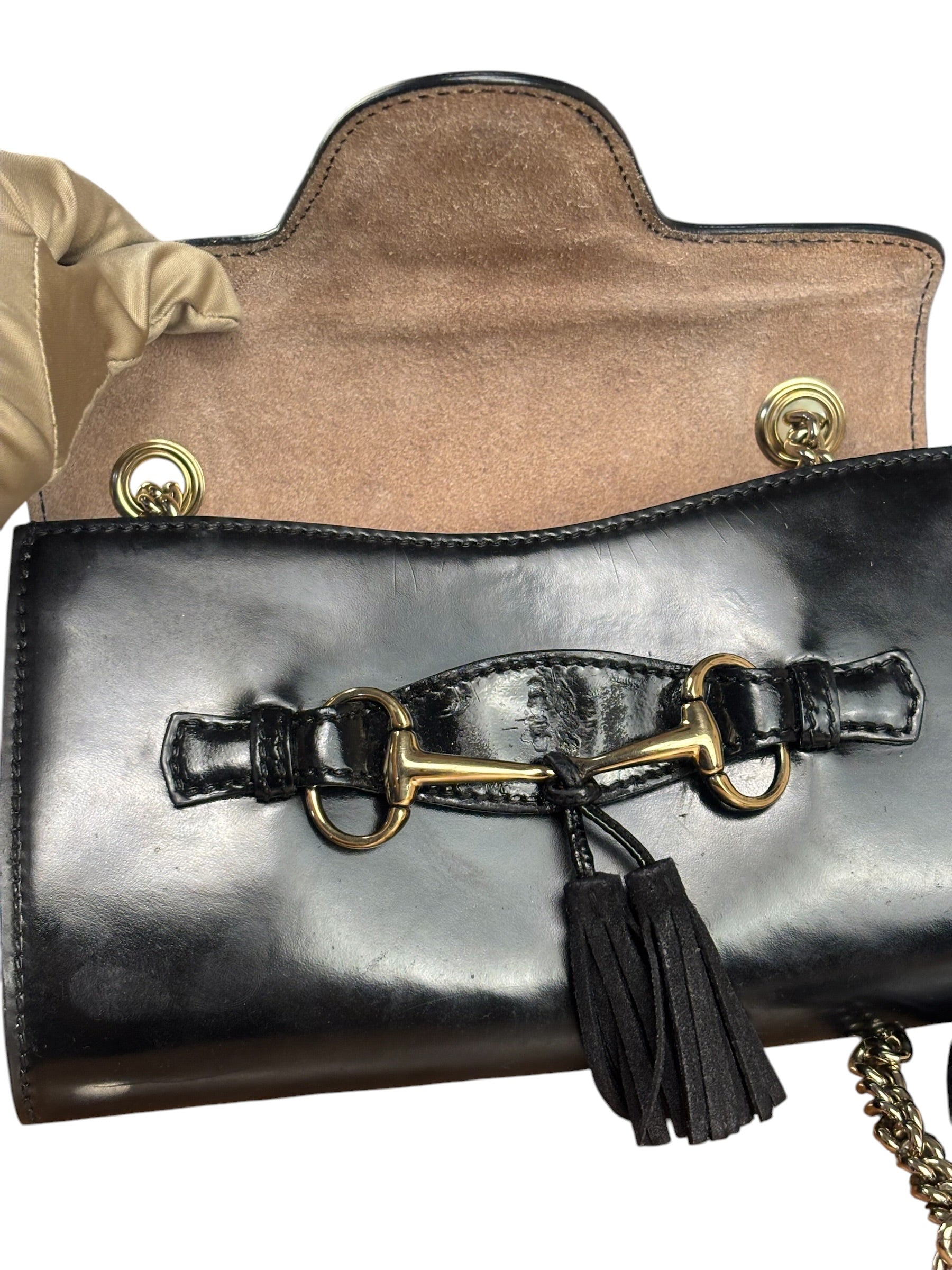 Gucci Black Leather Small Emily Chain Shoulder Bag