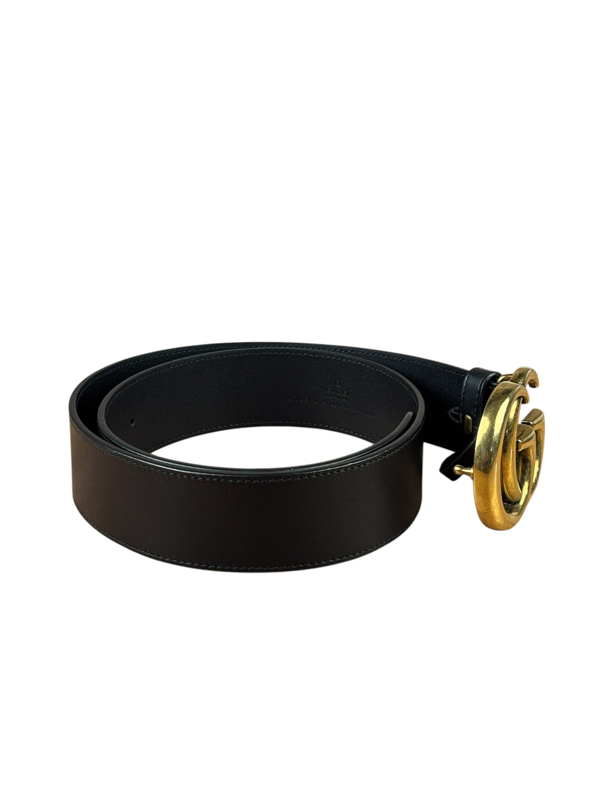 Gucci Black Leather GG Buckle Belt