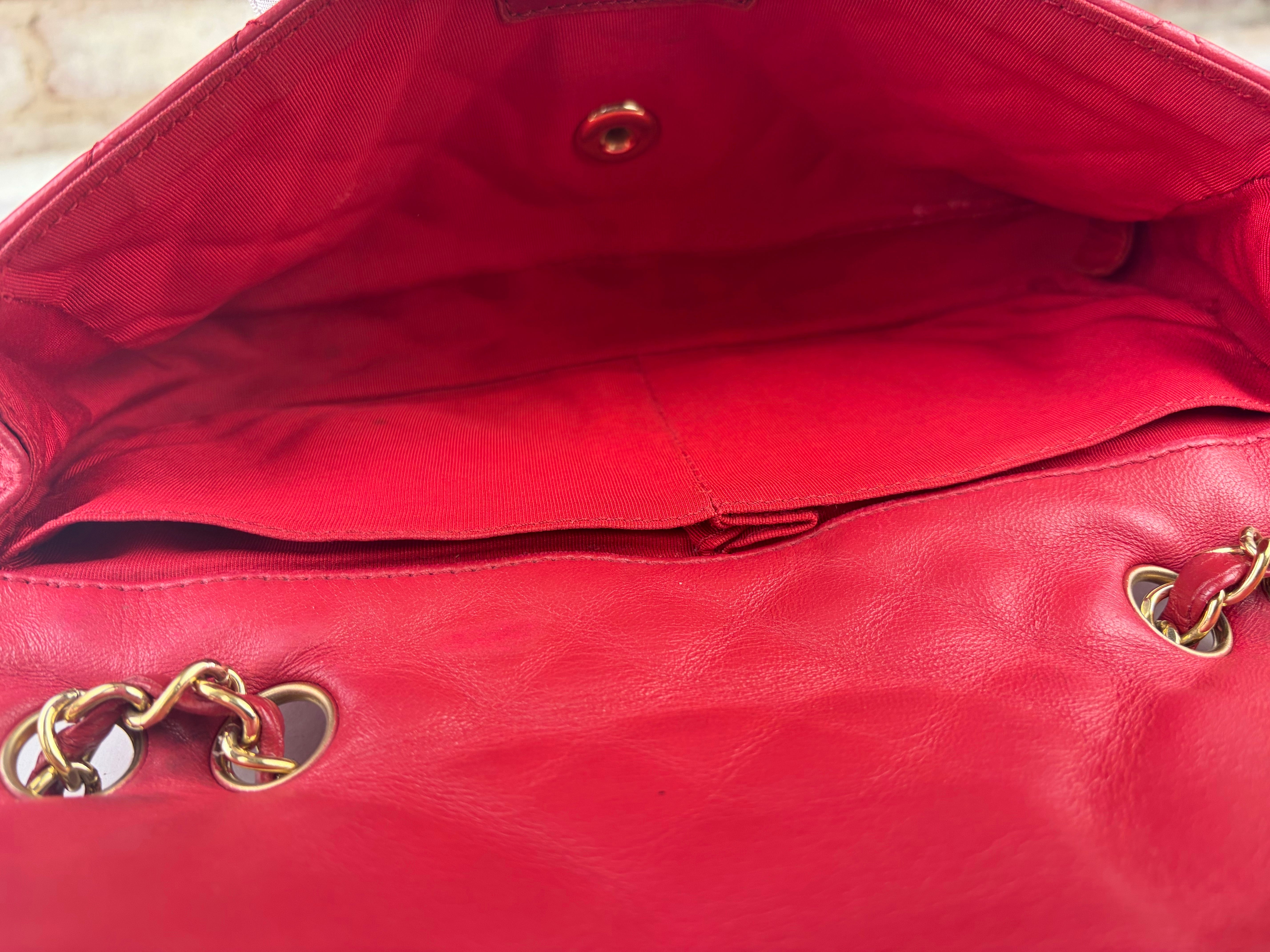 Chanel Red Quilted Leather Timeless Valentine Flap Bag 2009