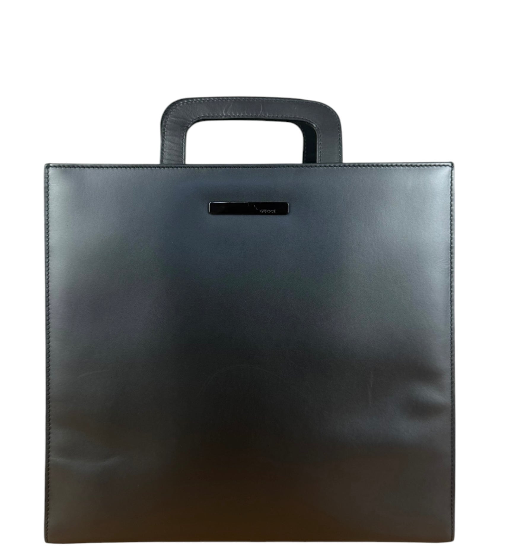 Gucci Grey Leather Retractable Top Handle Square 2-Way Satchel Bag