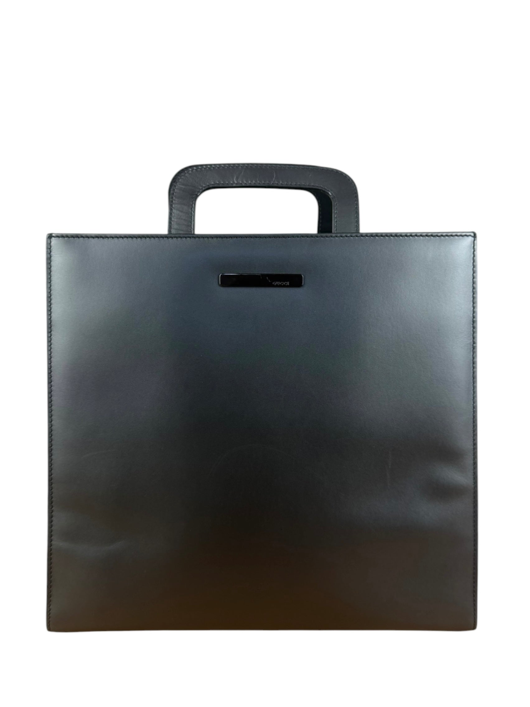 Gucci Grey Leather Retractable Top Handle Square 2-Way Satchel Bag
