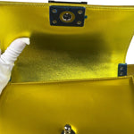 Chanel Metallic Yellow Quilted Patent Leather Mini Boy Flap Bag 2014