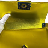 Chanel Metallic Yellow Quilted Patent Leather Mini Boy Flap Bag 2014