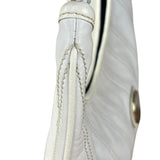 Celine Vintage White Leather Stitch Hobo Shoulder Bag