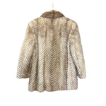 Keio Vintage Ivory Chevron Mink Fur Coat