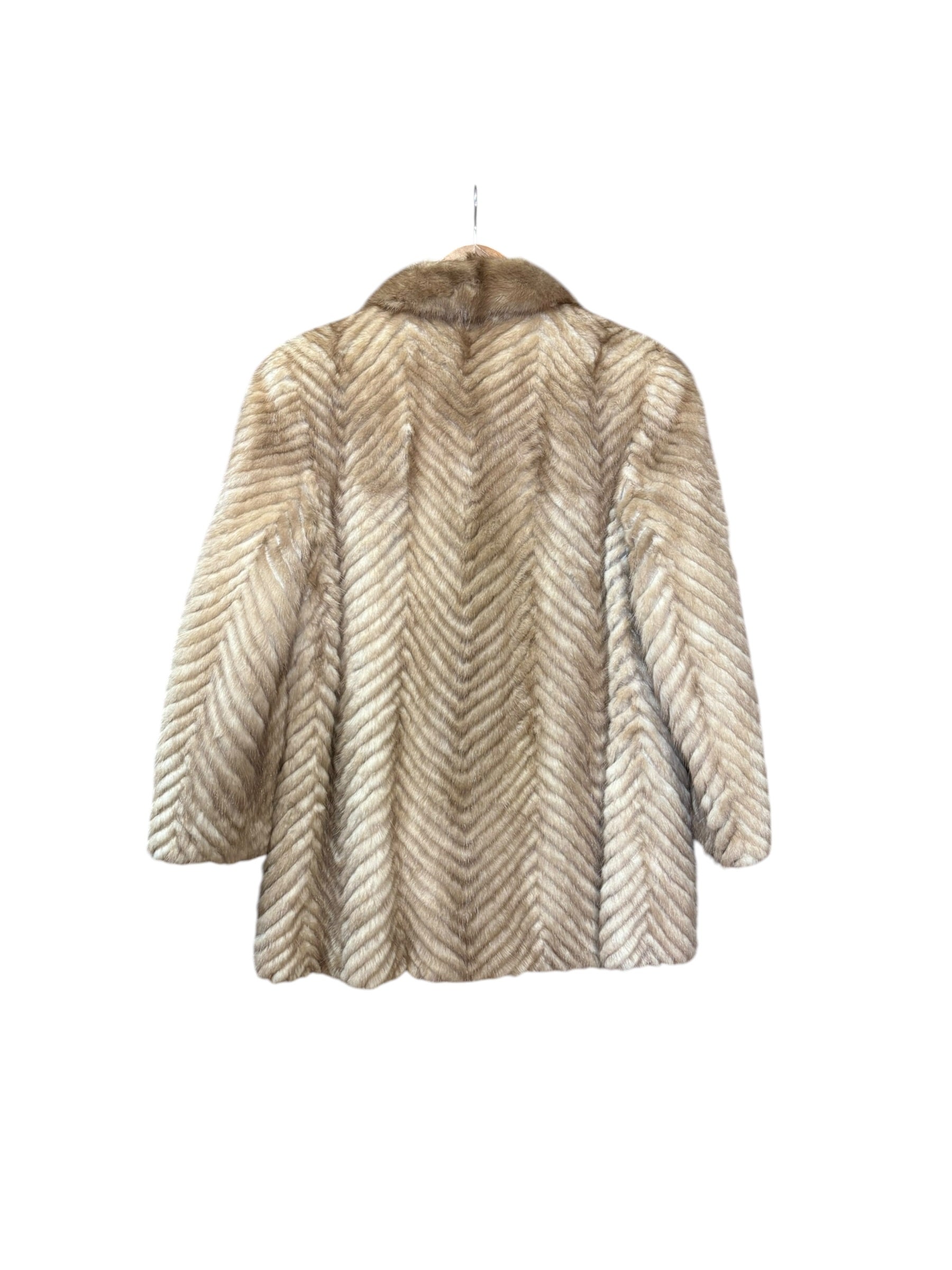 Keio Vintage Ivory Chevron Mink Fur Coat