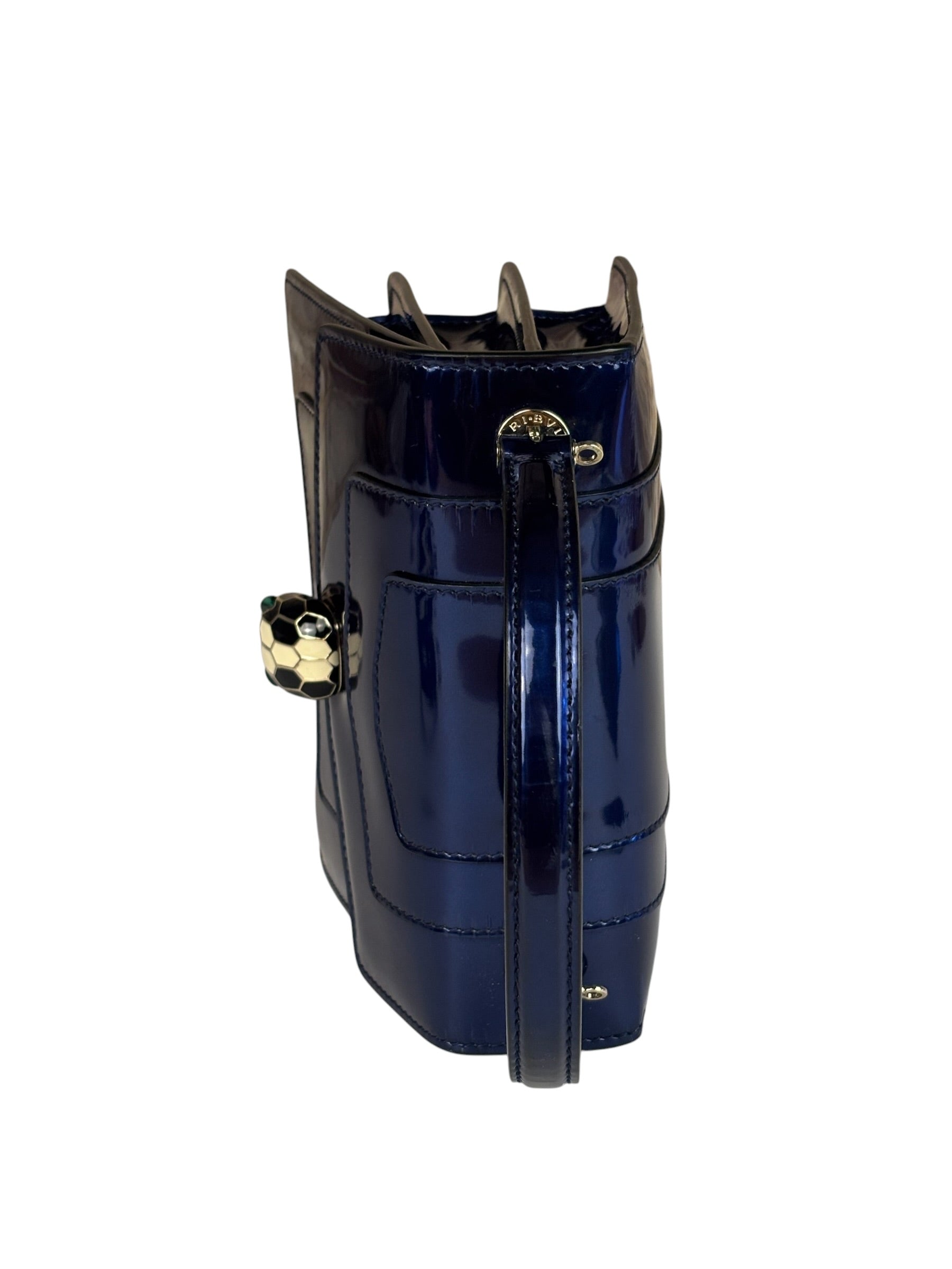 Bvlgari Shiny Blue Patent Leather Serpenti Forever Two-Way Bag