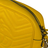 Gucci Bright Yellow GG Marmont Matelasse Shoulder Camera Bag