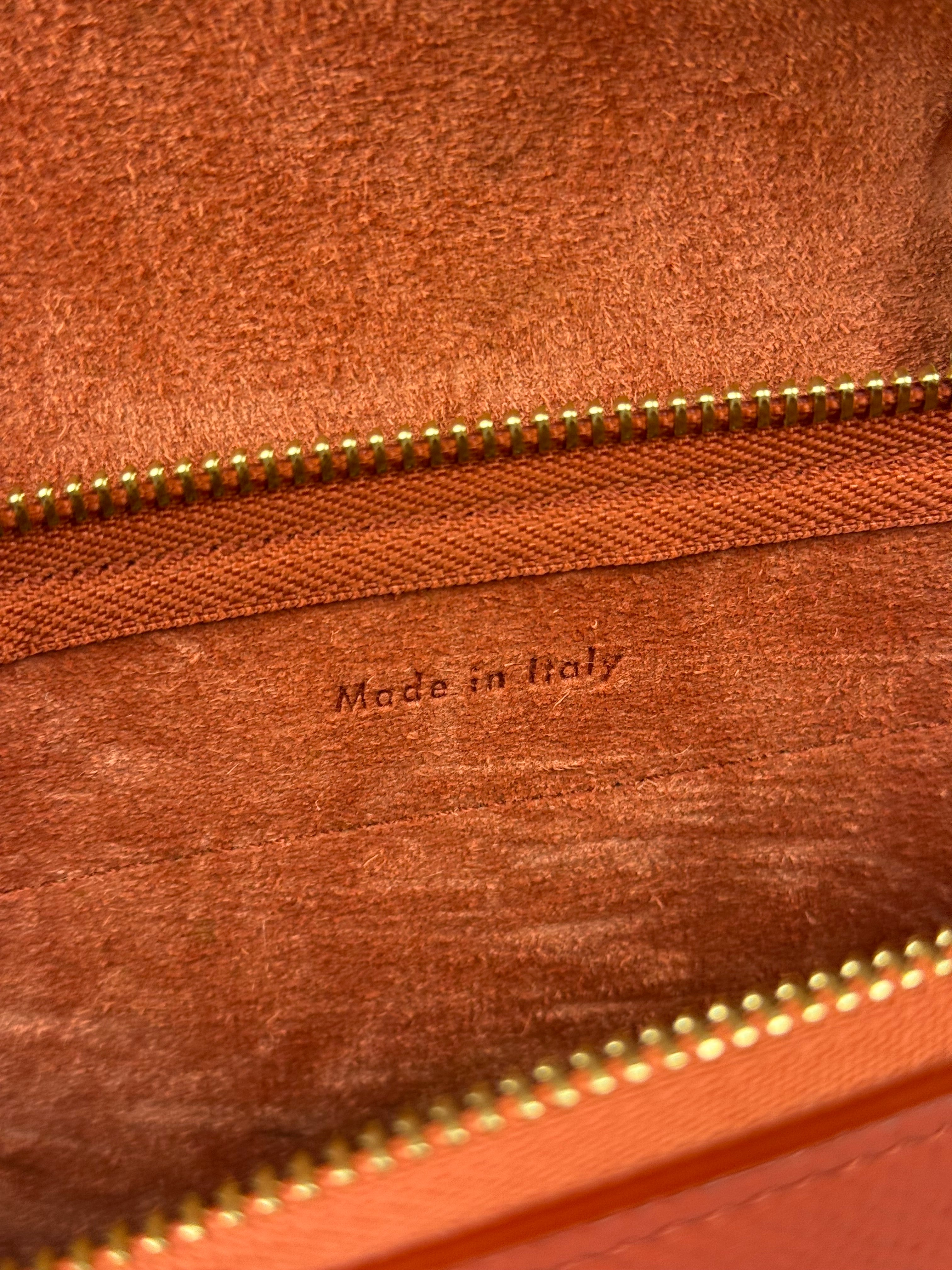 Celine Auburn Orange Leather Mini Belt Top Handle Bag