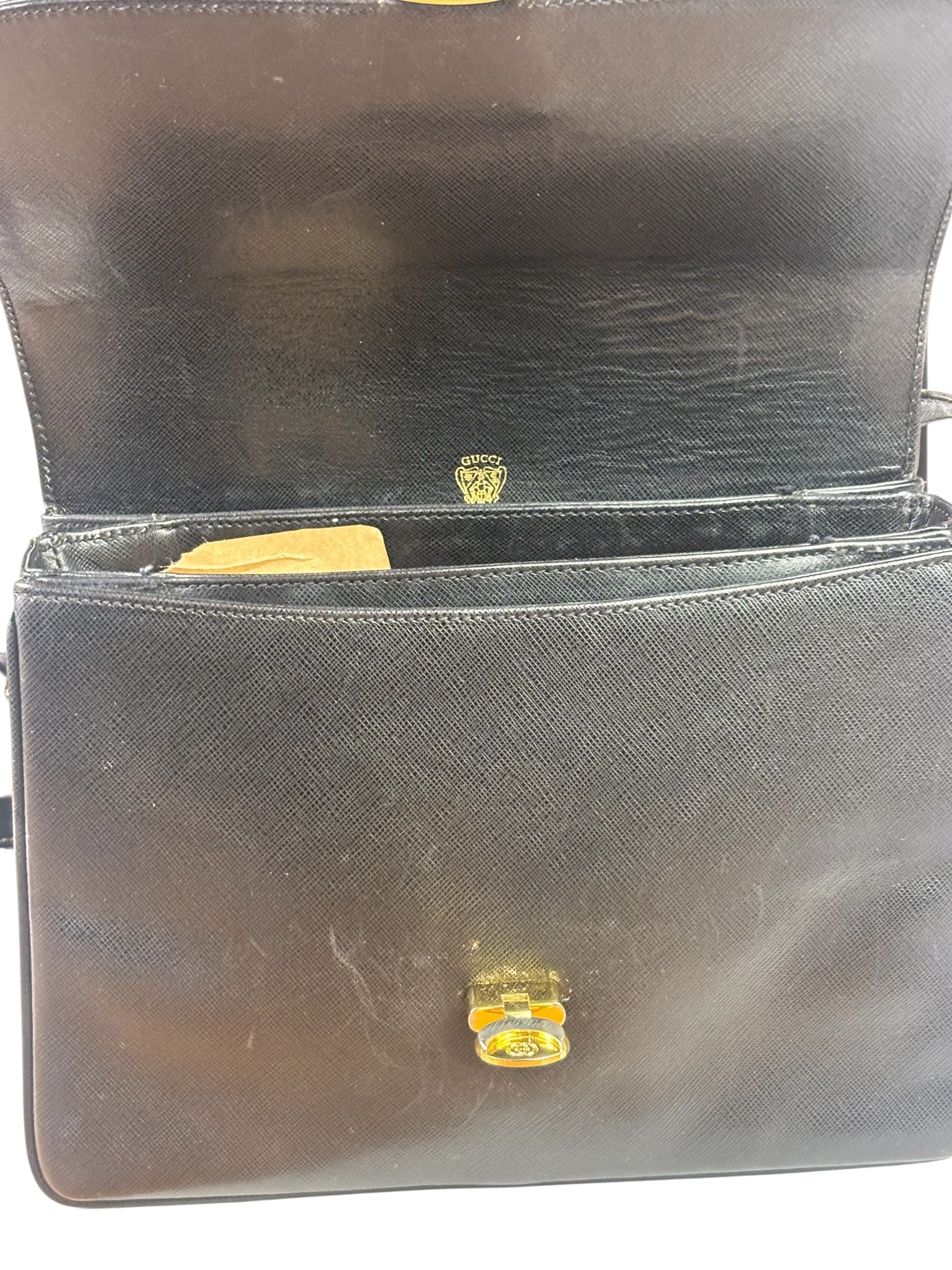 Gucci Black Leather Flap Bag