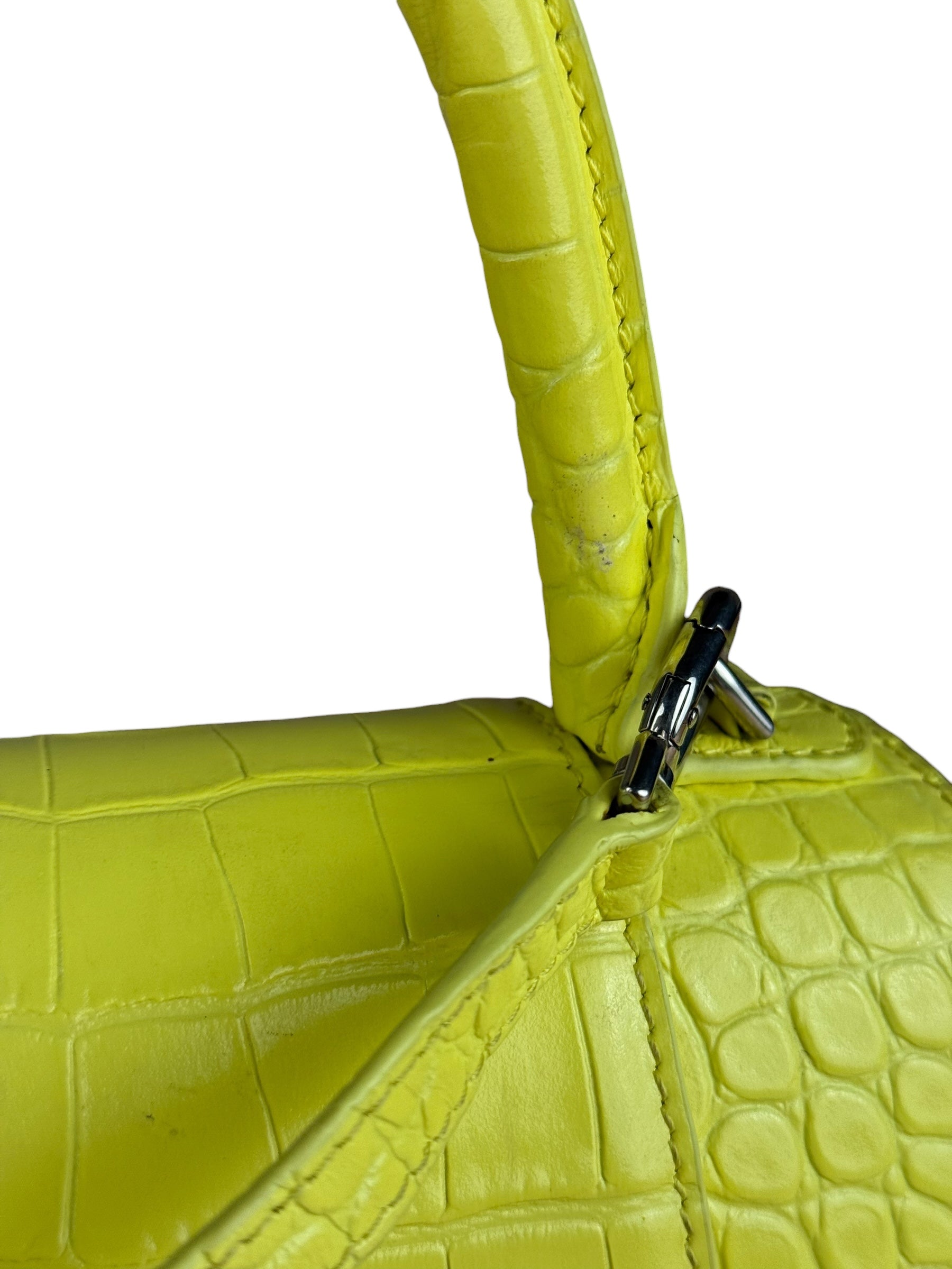 Balenciaga Small Yellow Croc Hourglass 2Way