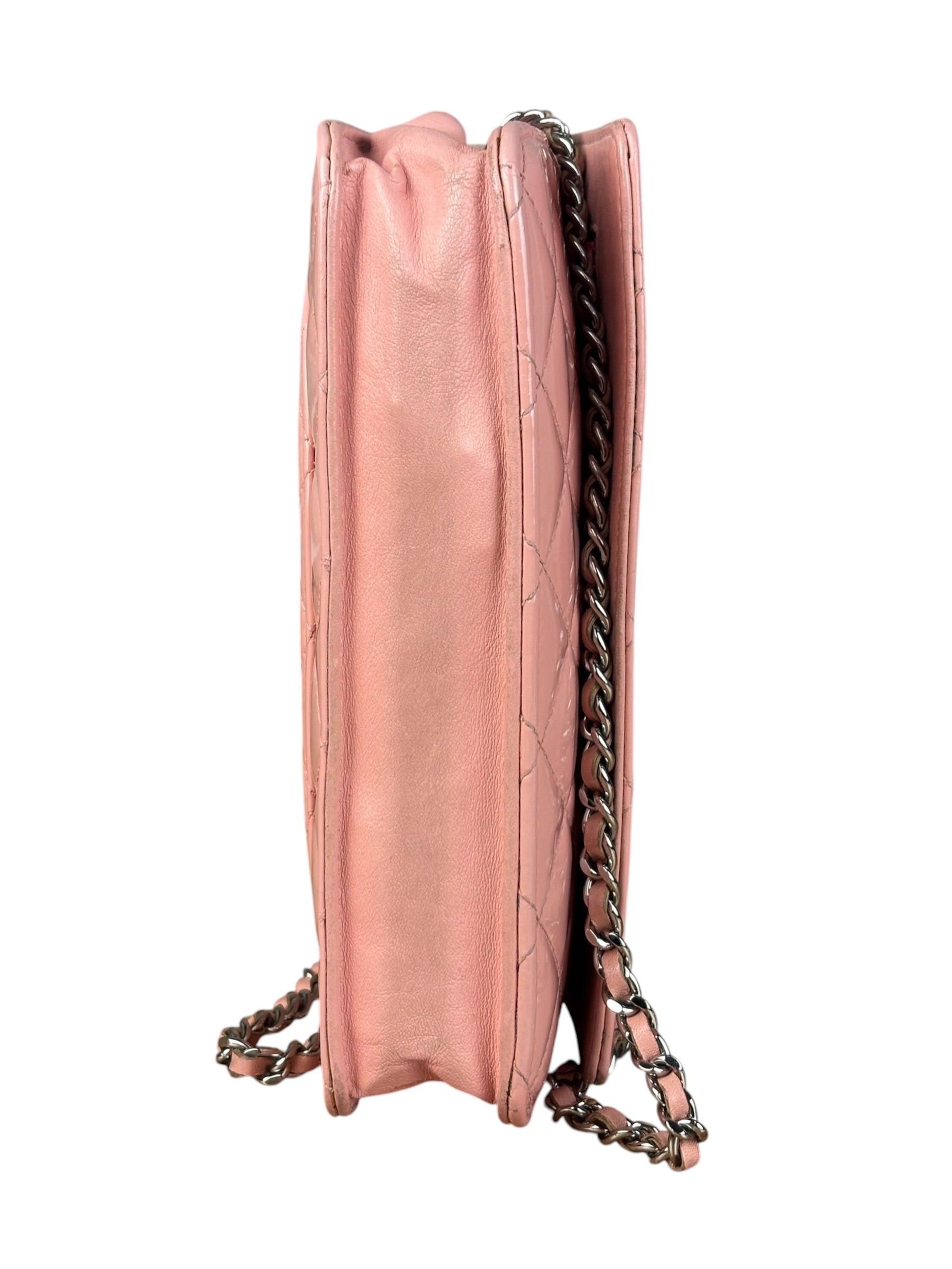 Chanel Pink Patent Quilted Wallet on Chain Bag 2012