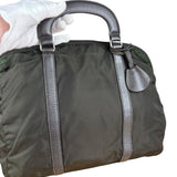 Prada Vintage Green Nylon Top Handle Bowler Bag