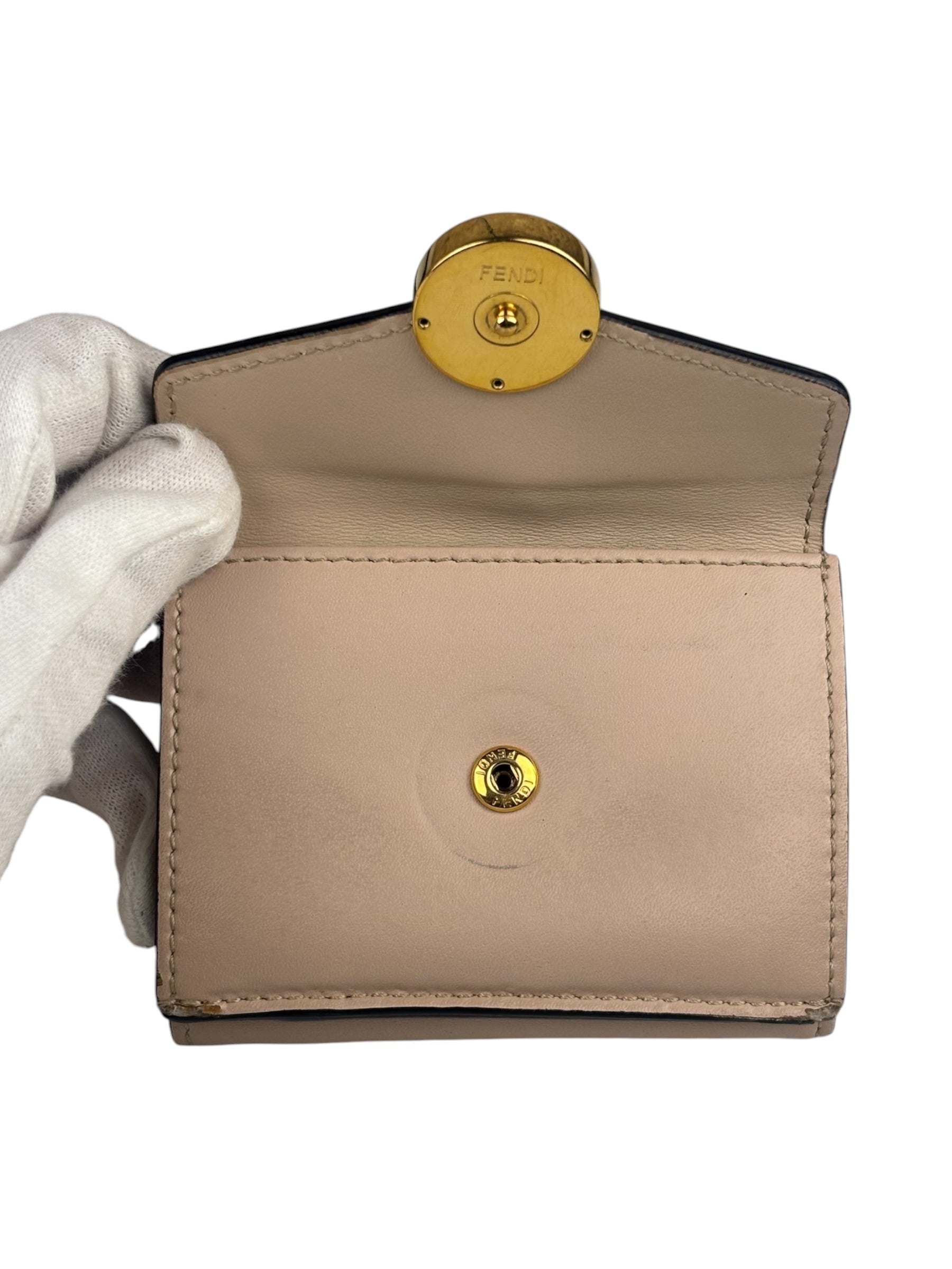 Fendi F Nude Pink Micro Trifold Wallet