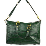 Coach Green Croc-Embossed Ashley Satchel Shoulder Bag