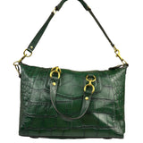 Coach Green Croc-Embossed Ashley Satchel Shoulder Bag