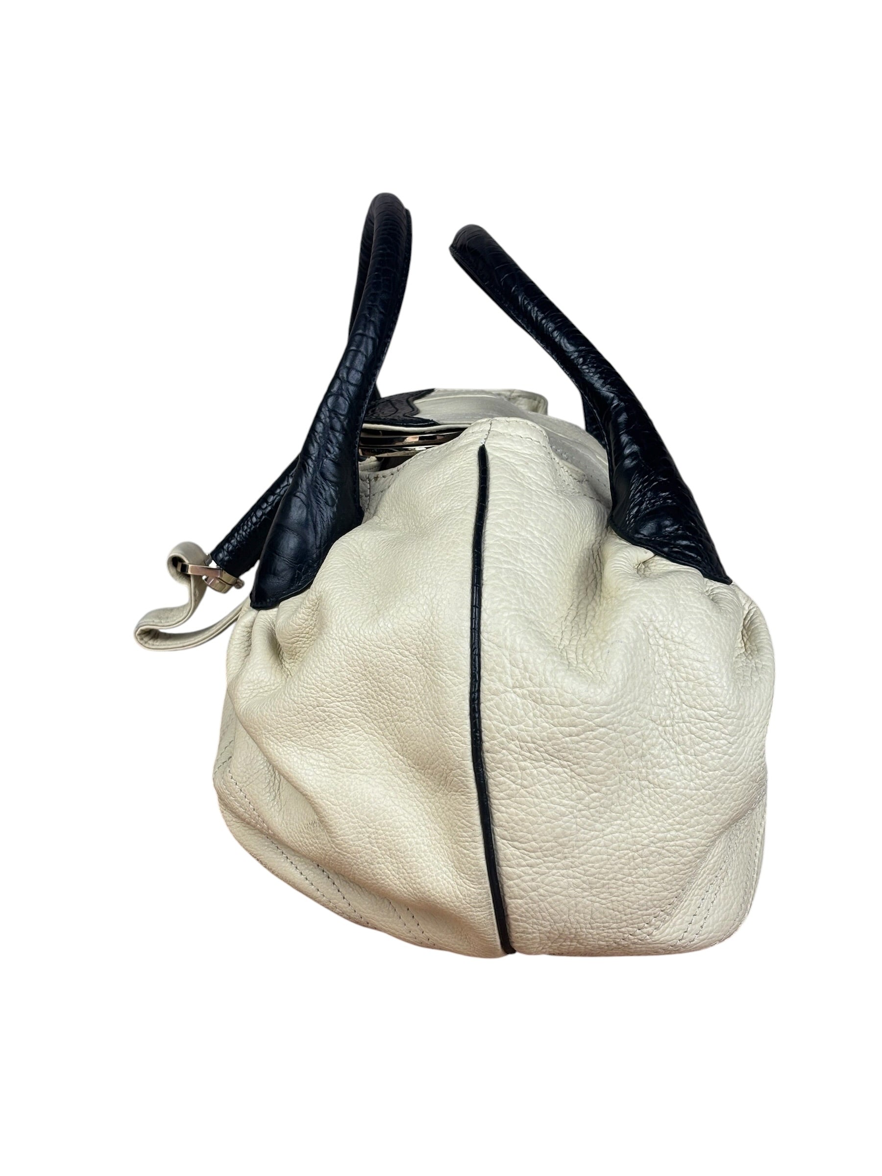 Fendi Off-White Grained Leather Spy Shoulder Bag
