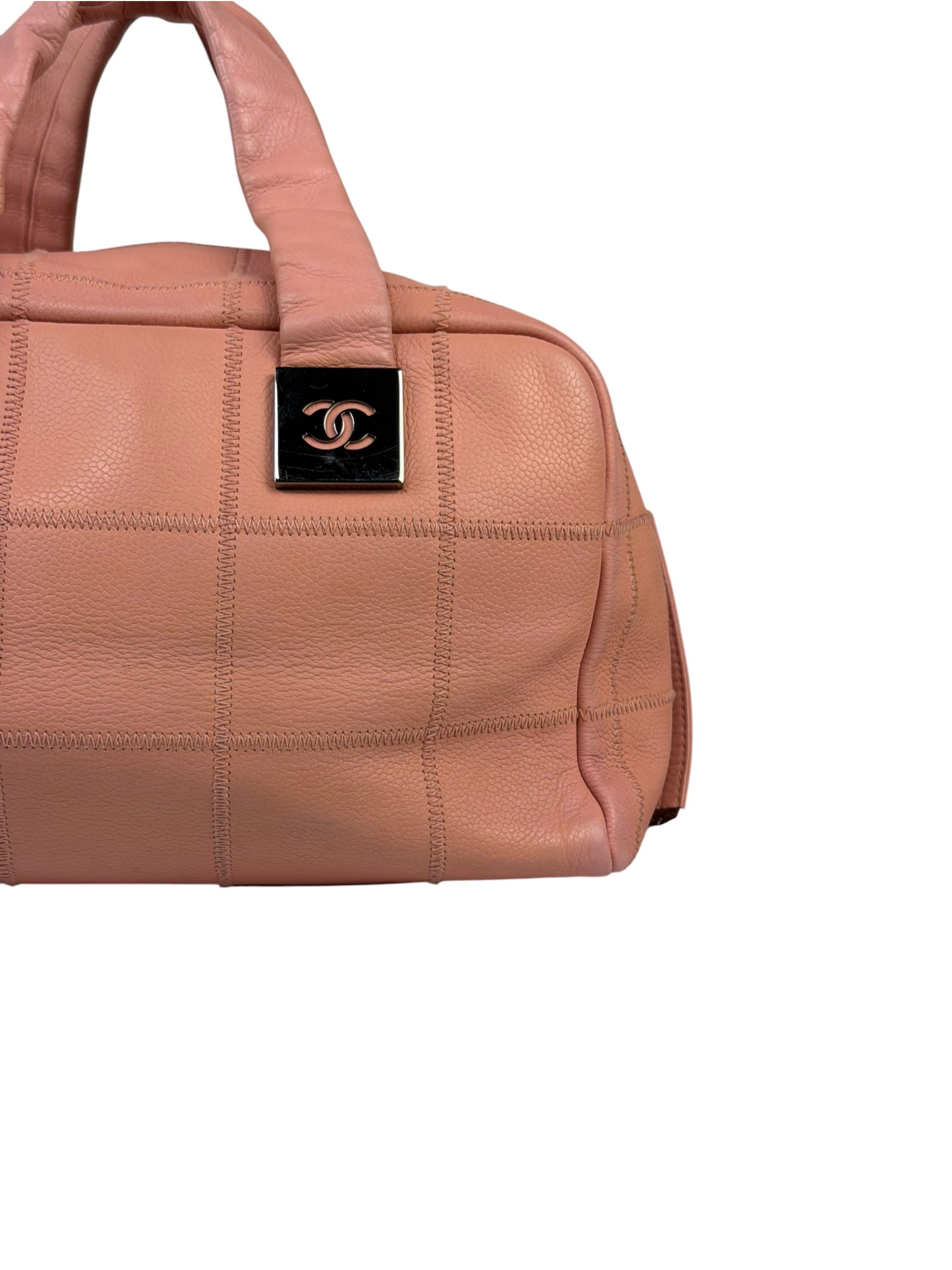 Chanel Pink Caviar Leather Chocolate Bar Bowler Bag 2003