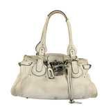 Chloé White Leather Paddington Handbag (Repainted)
