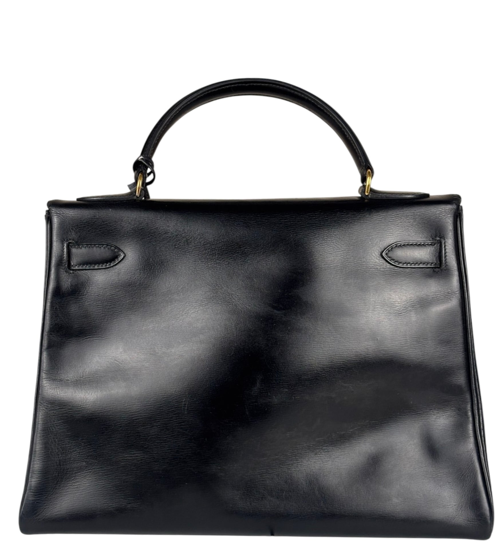 Hermes Black Box Leather Kelly 32 Handbag 1979