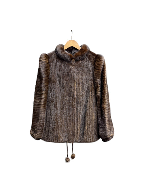 Vintage Dark Brown Vertical Groove Mink Fur Coat