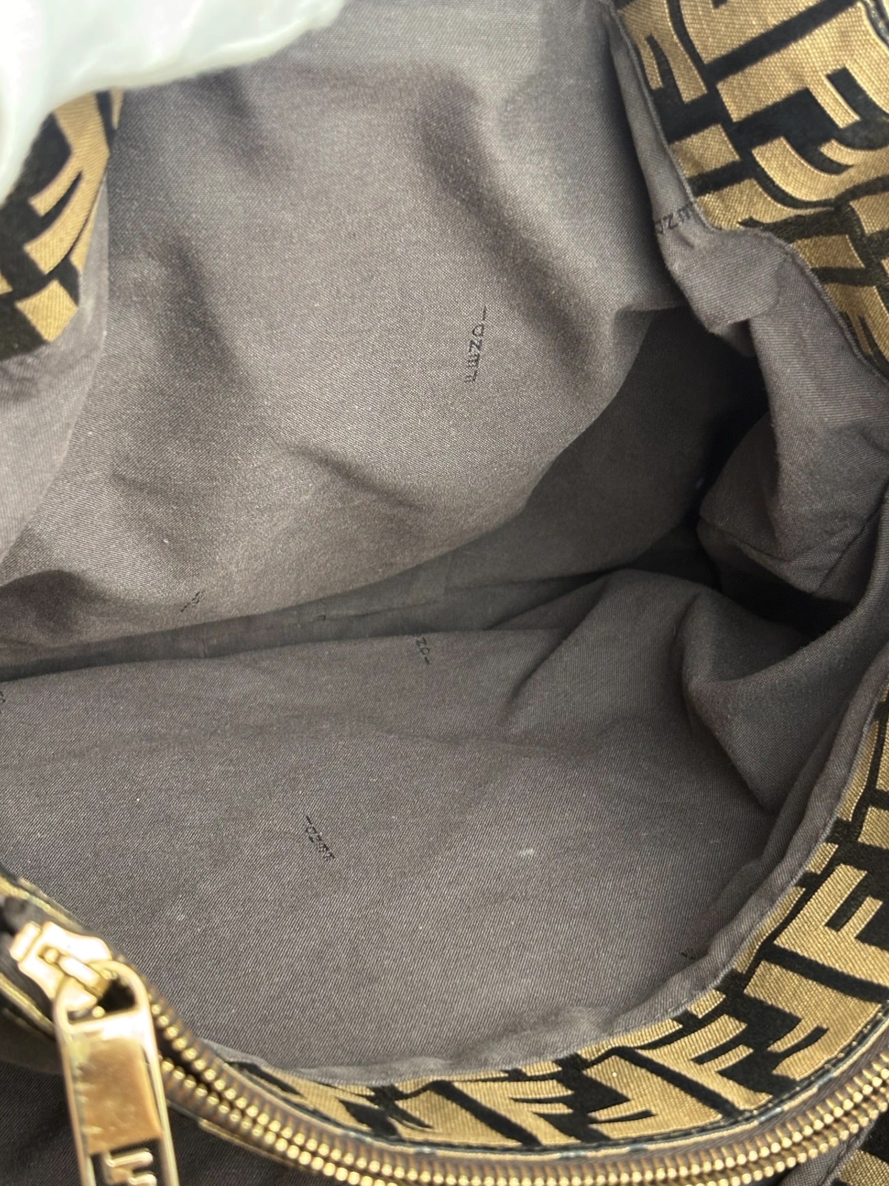 Fendi Vintage Gold Shimmer Zucca Shoulder Bag