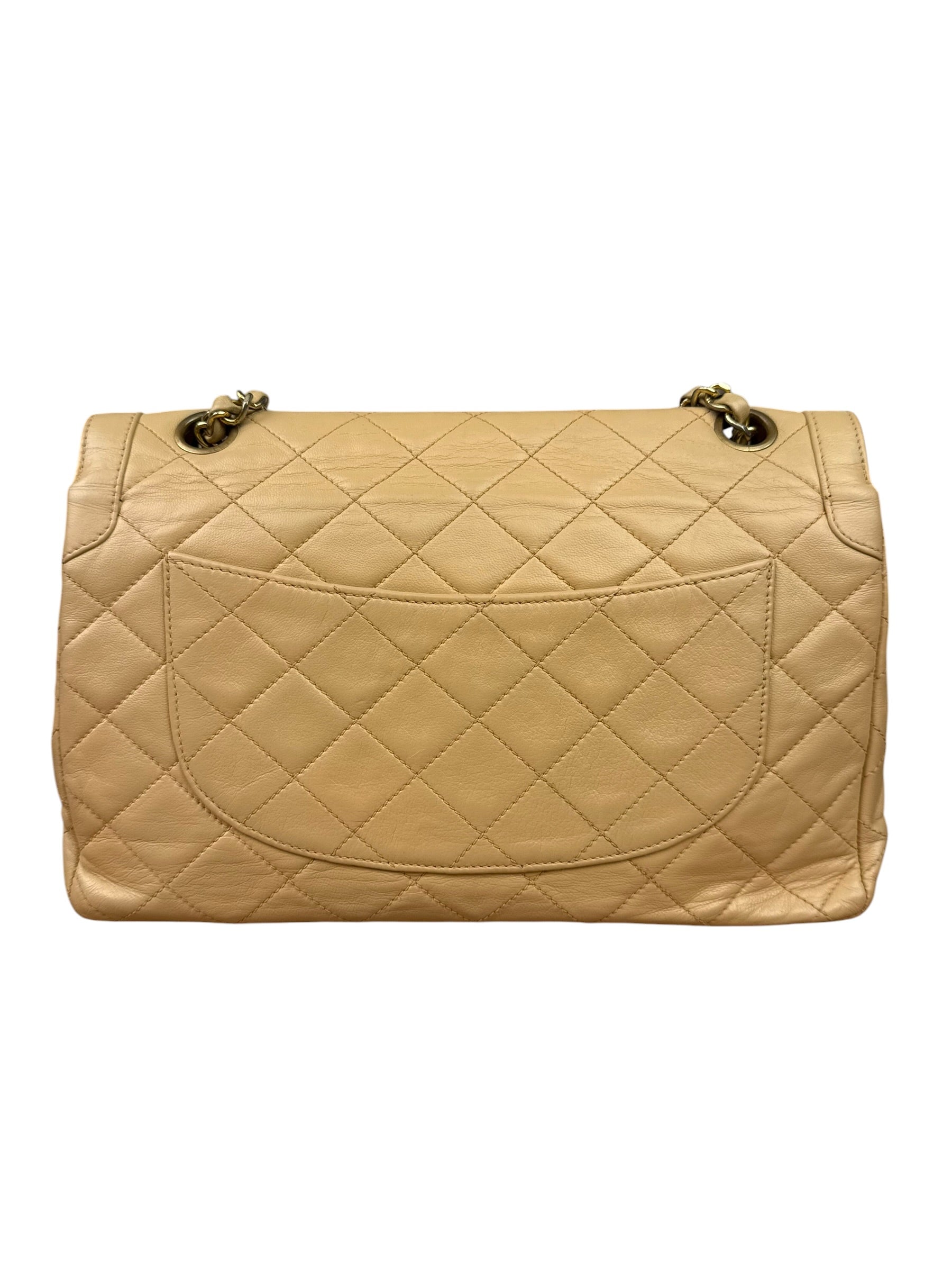 Chanel Beige Quilted Leather Two-Toned Double Flap Bag '94-'96