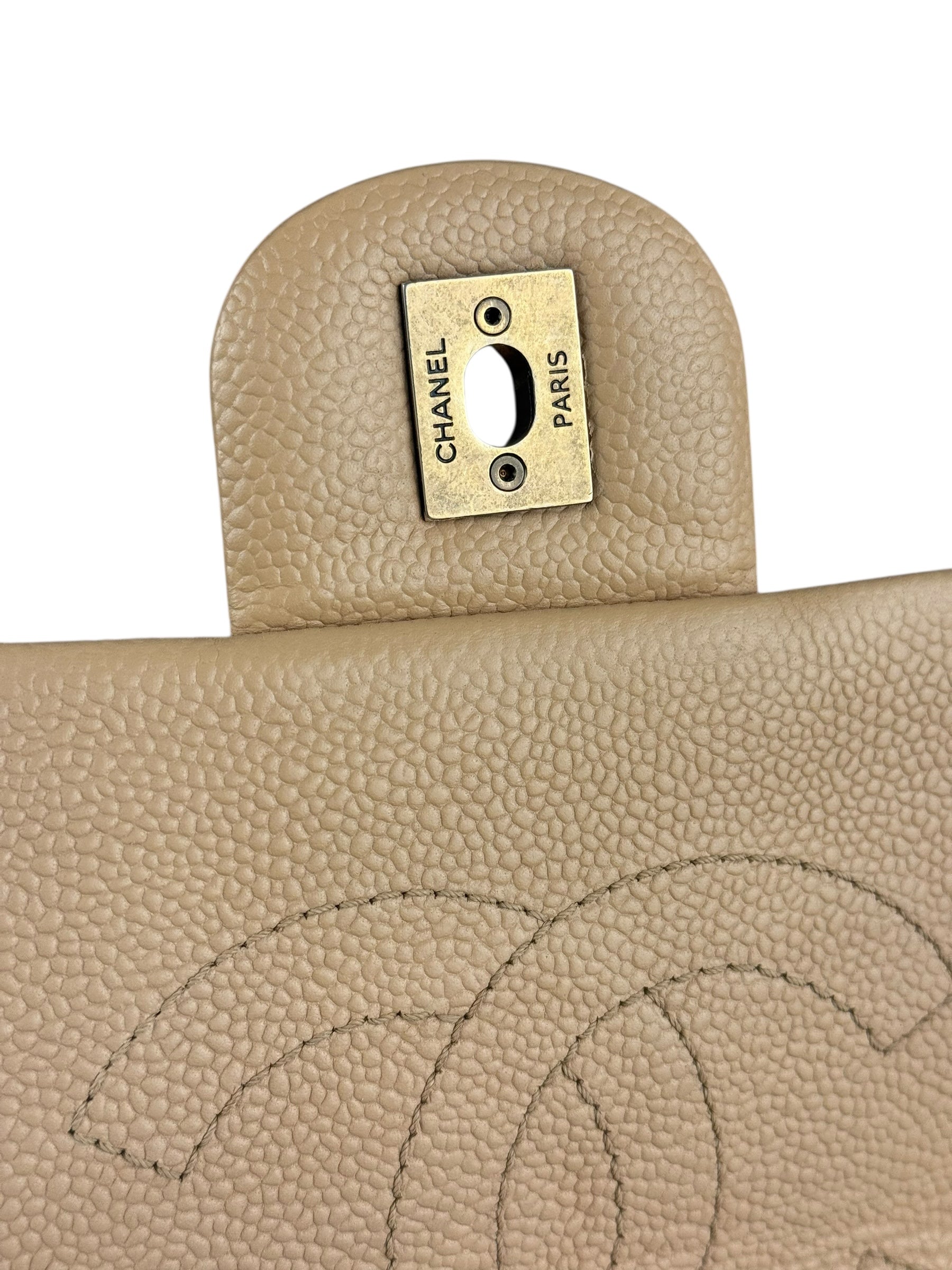 Chanel 2012 Diamond Chain Beige Single Flap