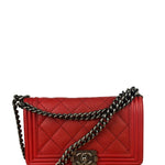 Chanel Red Quilted Lambskin Boy Flap Bag 2013