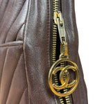 Chanel Burgundy Leather V Stitch Shoulder Bag 1990's