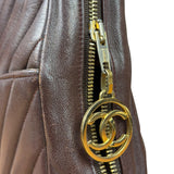 Chanel Burgundy Leather V Stitch Shoulder Bag 1990's
