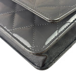 Chanel Grey Quilted Patent Leather Wallet-On-Chain 2012