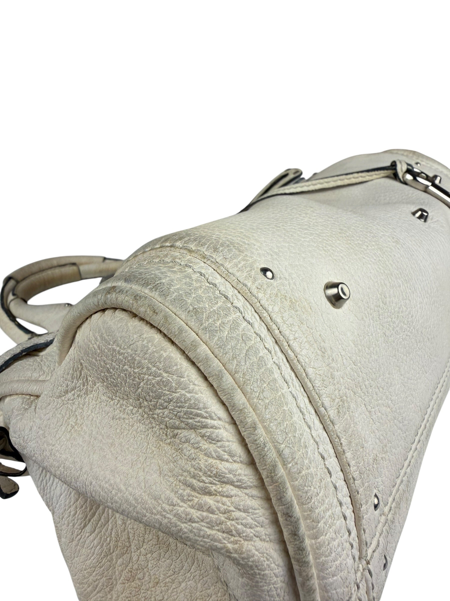 Chloé White Leather Paddington Handbag (Repainted)