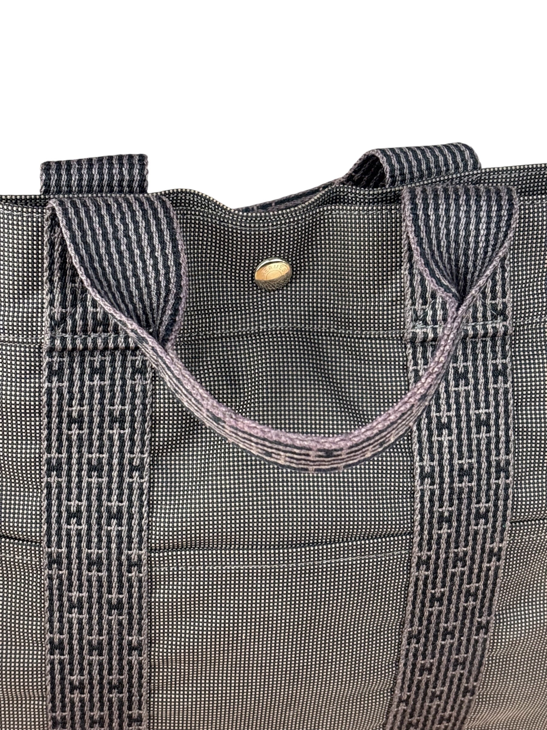 Hermes Grey Canvas Herline Tote Bag