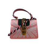 Gucci Sylvie Pink Mini Satin Embellished 2Way Handbag