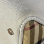 Burberry White Pebbled Leather Shoulder Bag