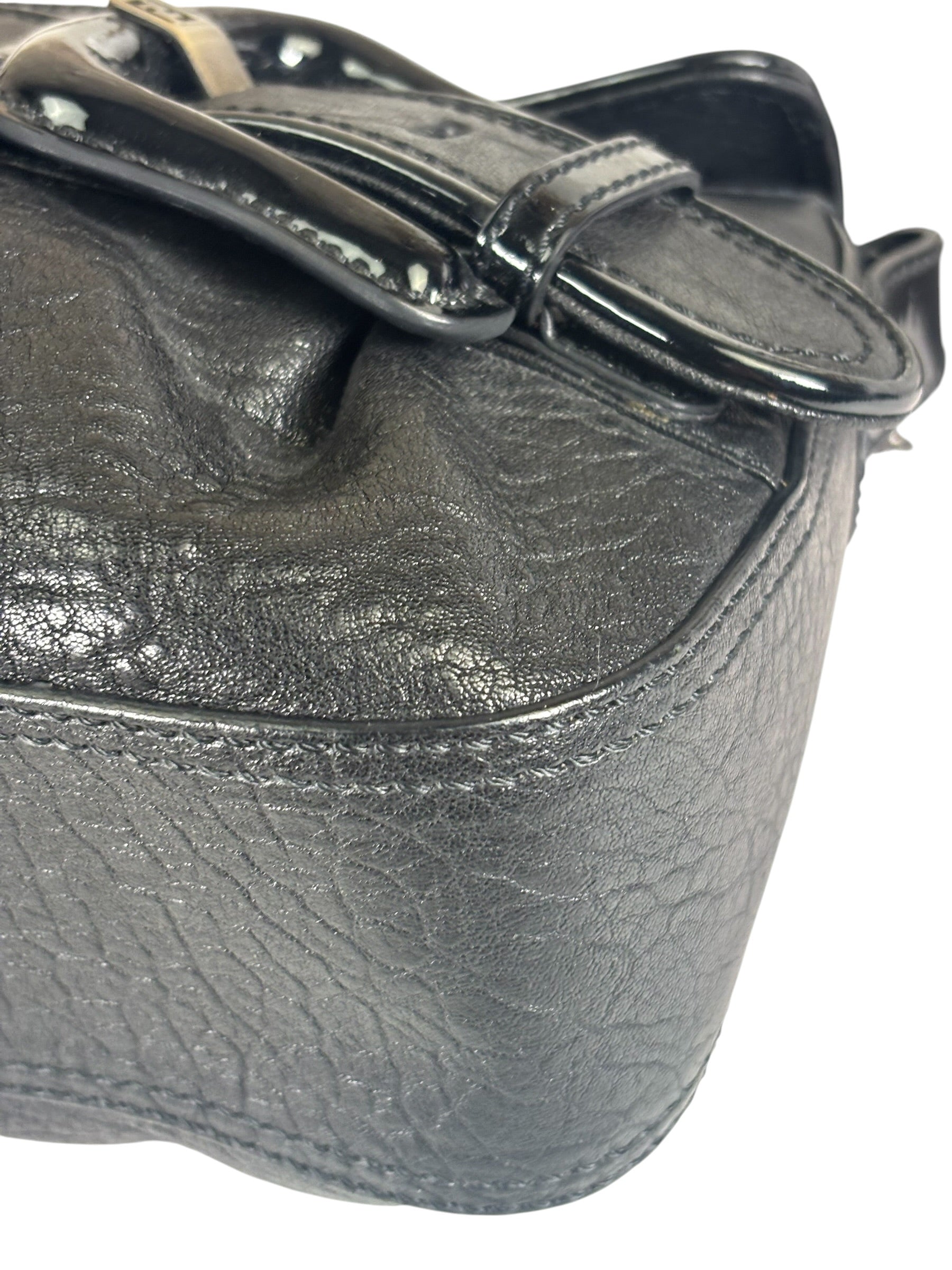 Fendi Black Patent Leather Trim B Bis Shoulder Bag