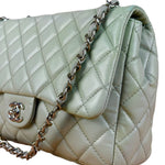 Chanel Light Sage Green Medium Classic Flap Shoulder Bag 2008