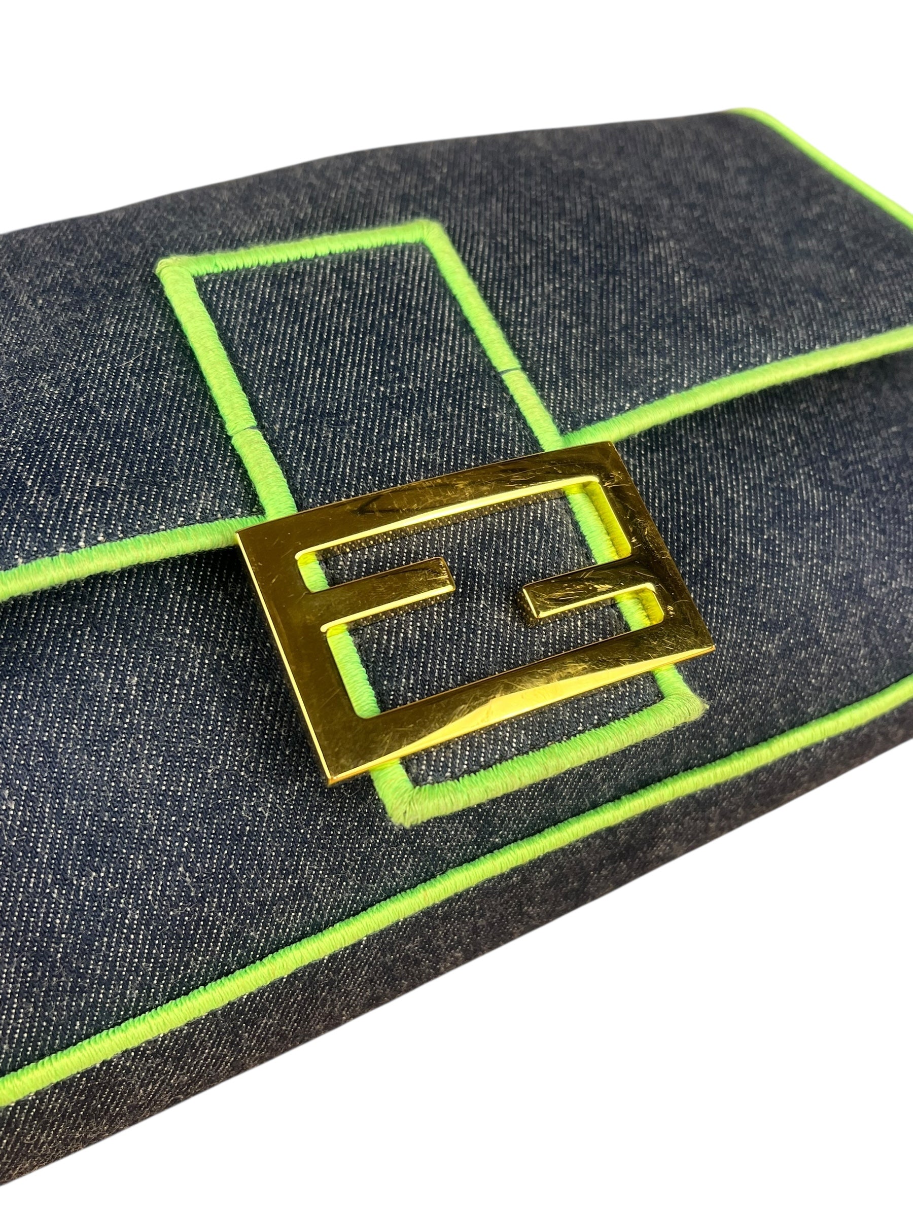 Fendi Denim Baguette NM 2Way Handbag