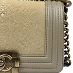 Chanel Beige Leather Boy Stingray Flap Bag 2013
